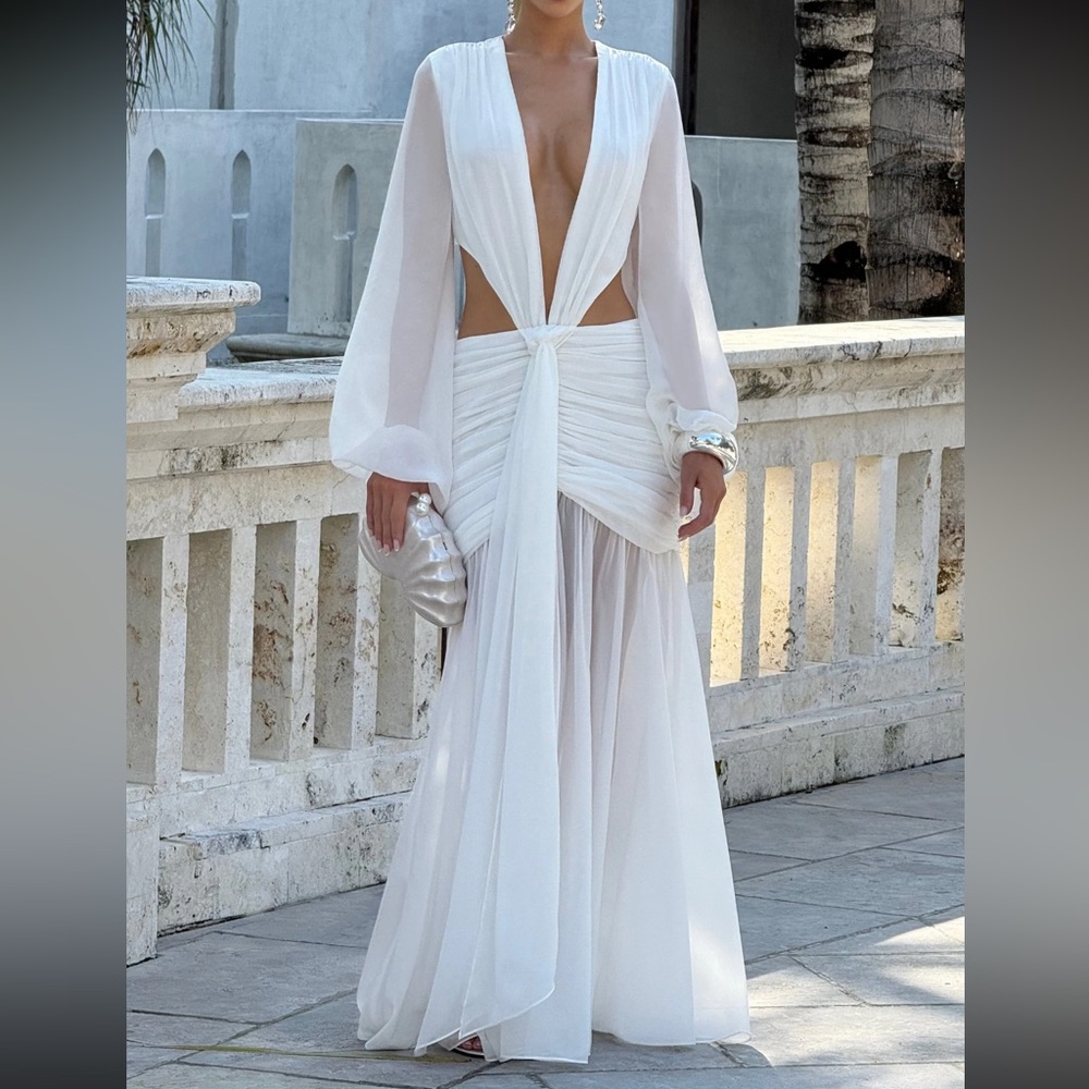Babyboo fashion Elegant White Evening Gown
